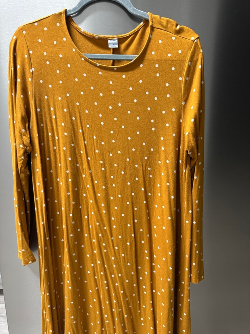 Old Navy Mustard Yellow Long Sleeve Polka Dot Dress